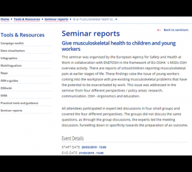 Seminar on musculoskeletal health in children and young workers